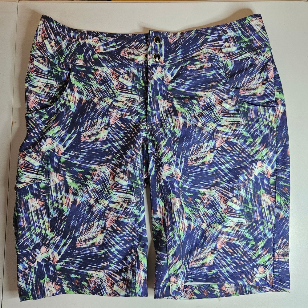 Shredly Womens MTB Mountain Bike Shorts Blue Green Abstract Print Size 8 USA